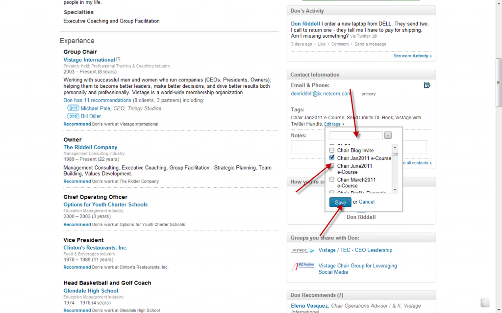 LinkedIn - Adding Tags to a Profile