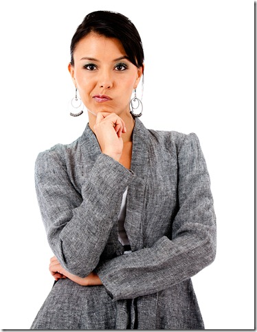 Skeptical Business Woman questioning not believing your claims